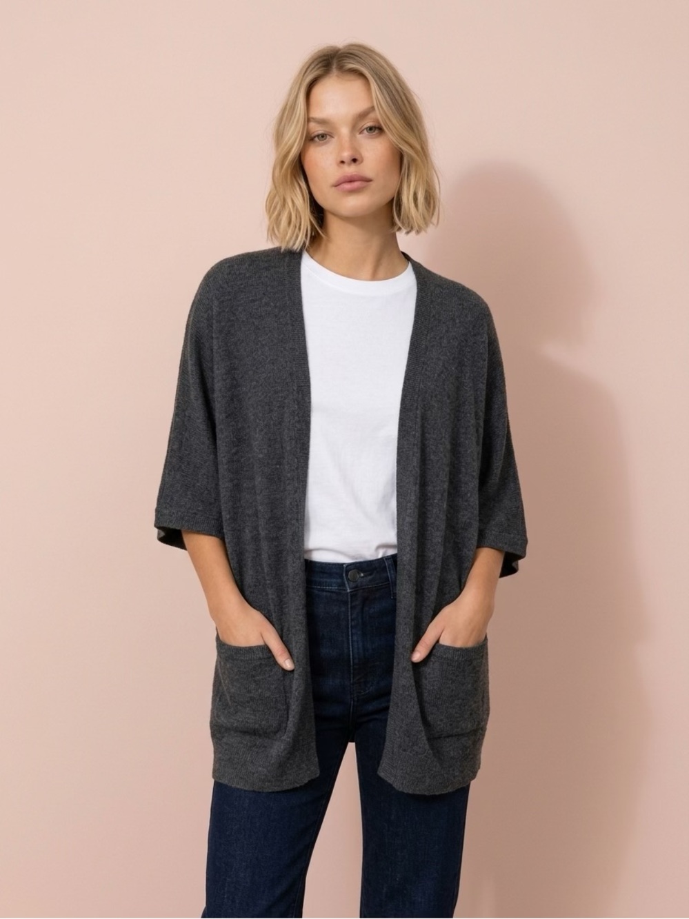 BCBGMaxAzria Charcoal Open-Front Women’s Cardigan